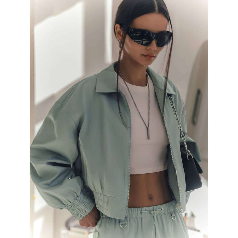 Coat Autumn Winter New Street Fashion Personality Short Turn-Down Collar Jacket Top B5