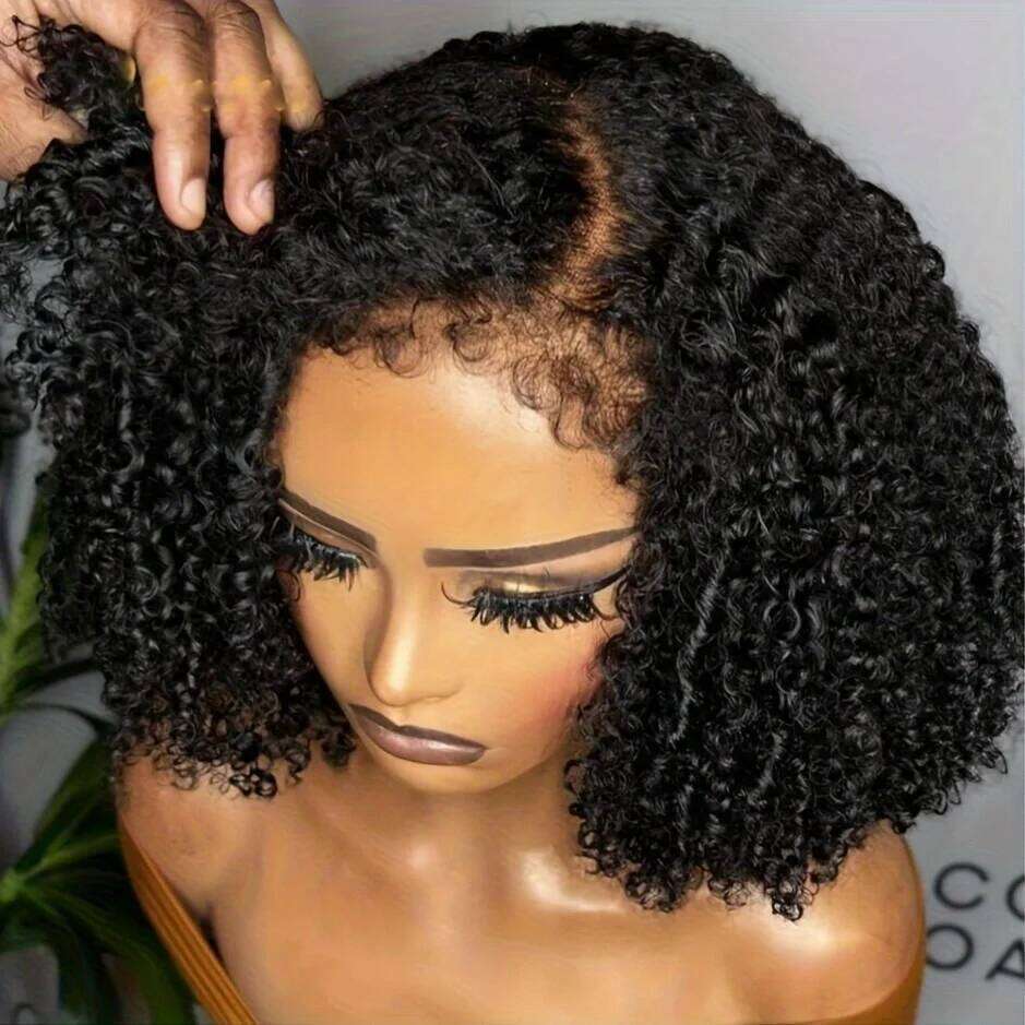Soft Long Kinky Curly Natural Black 13X4 180Density 26Inch Deep Lace Front Wig For Women Babyhair Glueless Preplucked Daily