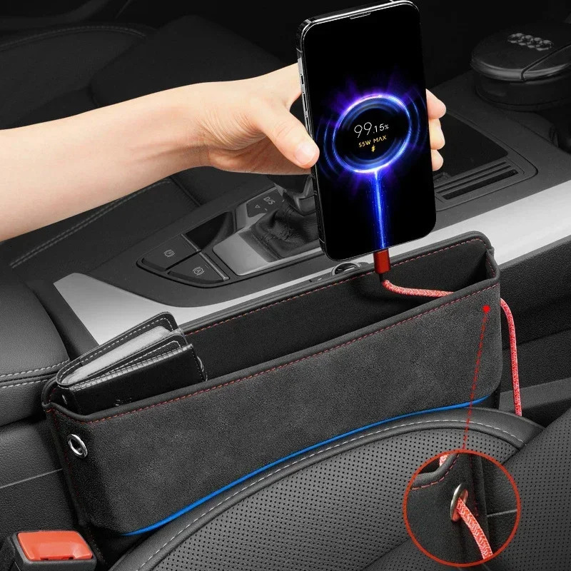 Suede Seat Side Storage Pocket for Car Seat Gap Filler Organizer Box Pu Leather Car Crevice Stowing Tidy Interior Accessories 250715