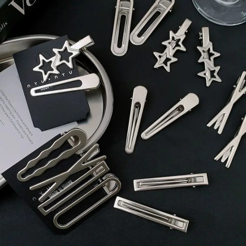 Hollow Metal Silver Duckbill Clip Women Girls Sweet Hair Side Clips Bangs Hairpin Female Ladies Y2K Barrettes Hair Accessories 250716