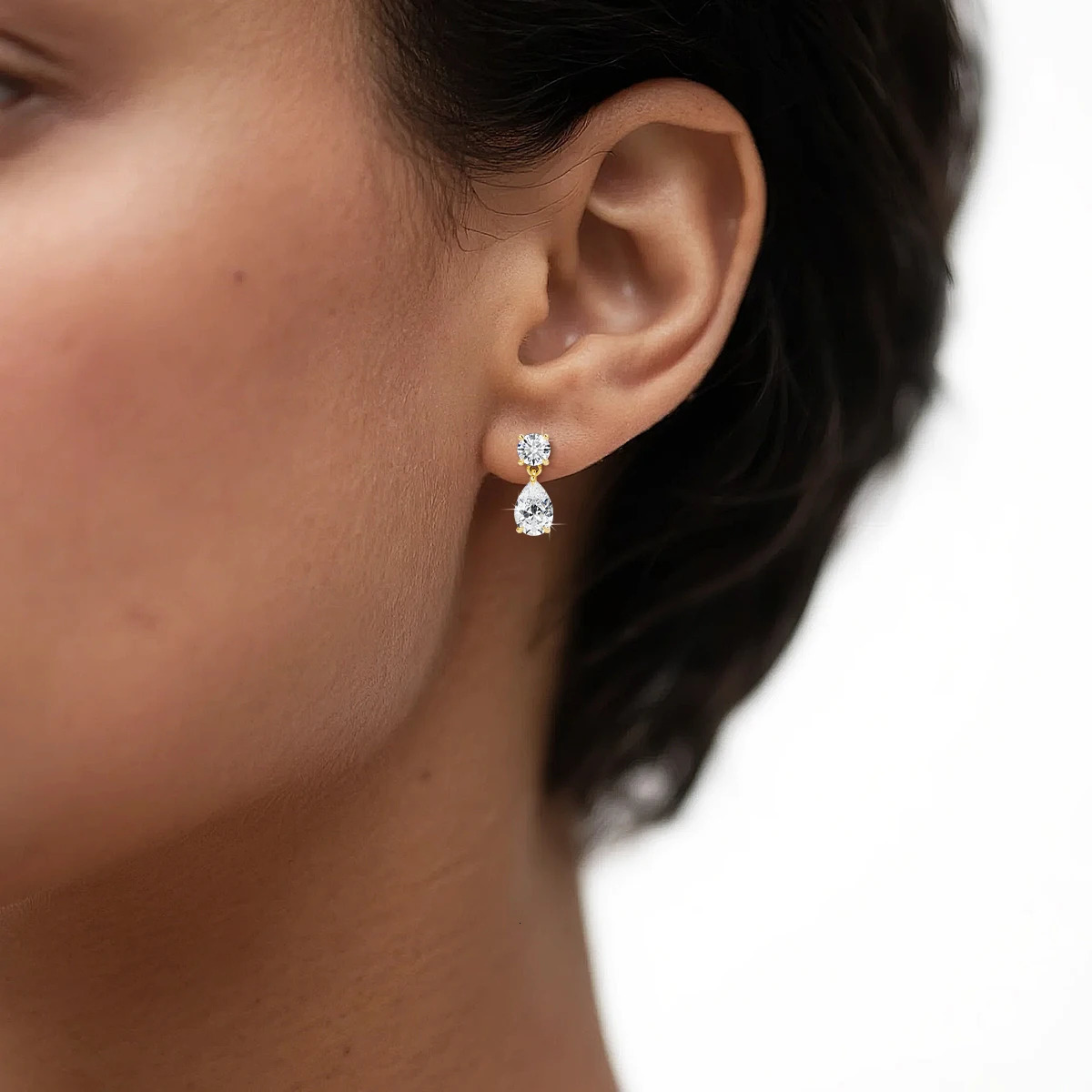 Waterdrop Full Diamond Drop Earrings D VVS1 18k Gold Plated Pear Cut Earrings 925 Silver for Women Sparkling Jewelry 250716