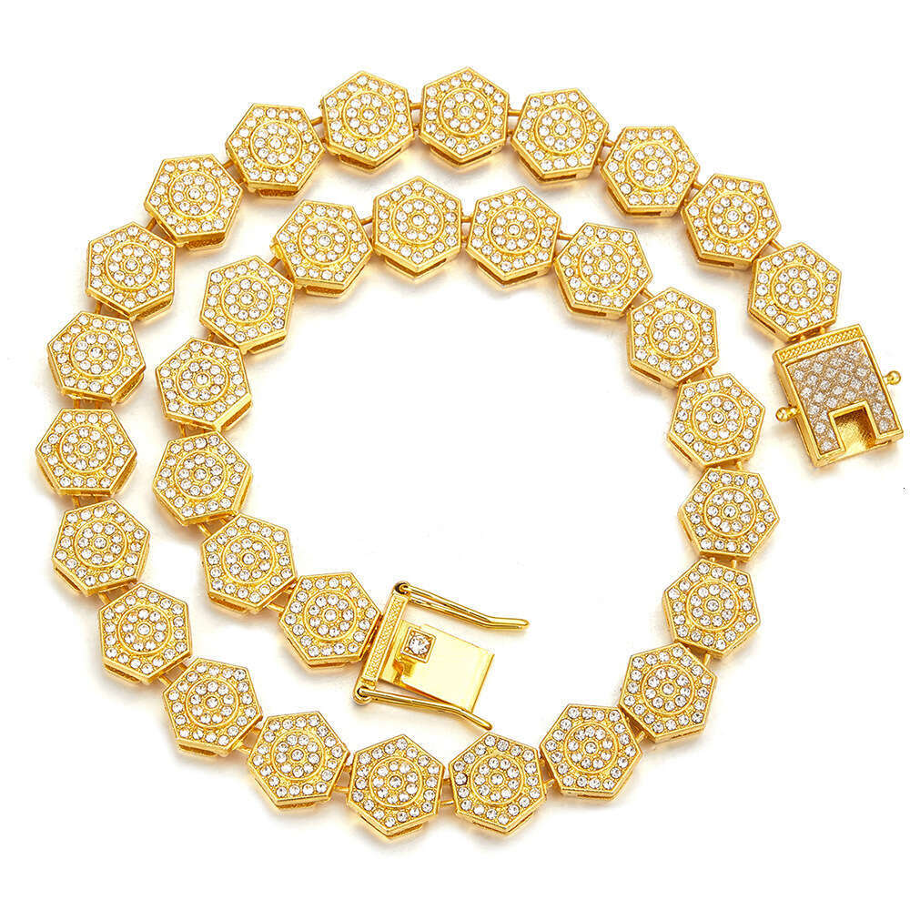 Cubic Sugar Cube Personality Versatile Alloy Full Dia 13mm Cuban Chain Necklace