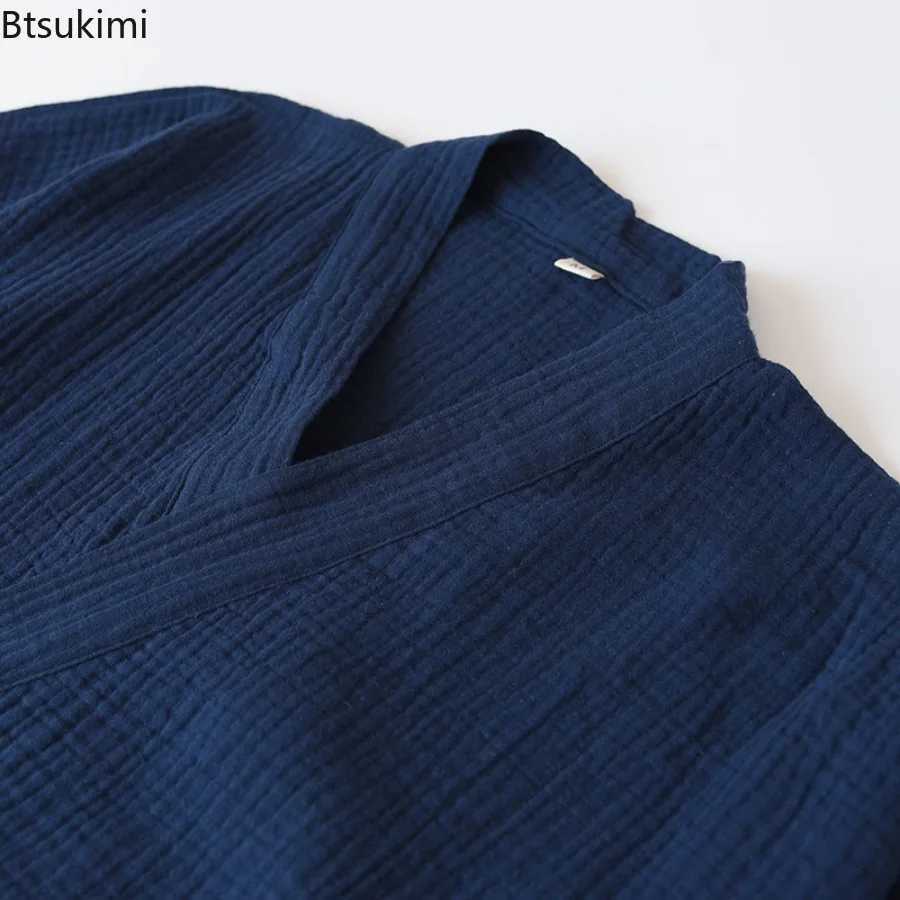 Mens Summer Cotton Pajama Sets Short Sleeved Shorts Pajamas Men V-Neck Kimono Pajamas Thin Sleepwear 2-Piece Set Home Clothes W250717