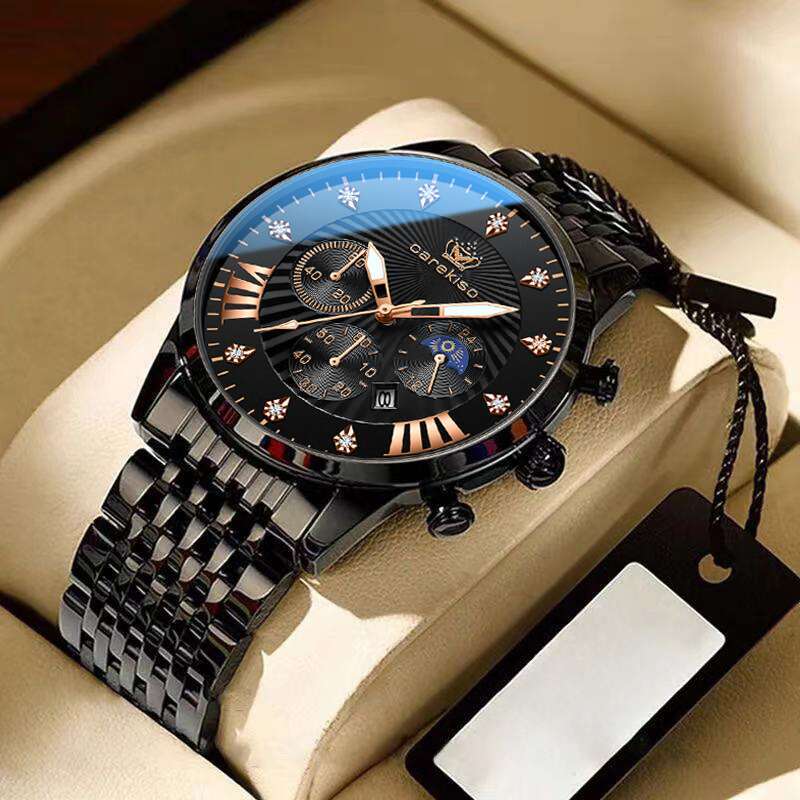 DHgargets Men's Waterproof Watch - 50M Luminous Stainless Steel Quartz Wristwatch with Date, Student Fashion (Model 828)