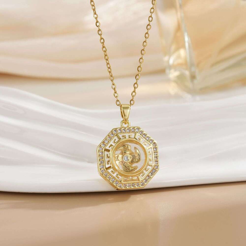 Trendy Rotating Titanium Steel Jewelry Fashion Versatile Niche Necklace Accessories For Women 50B