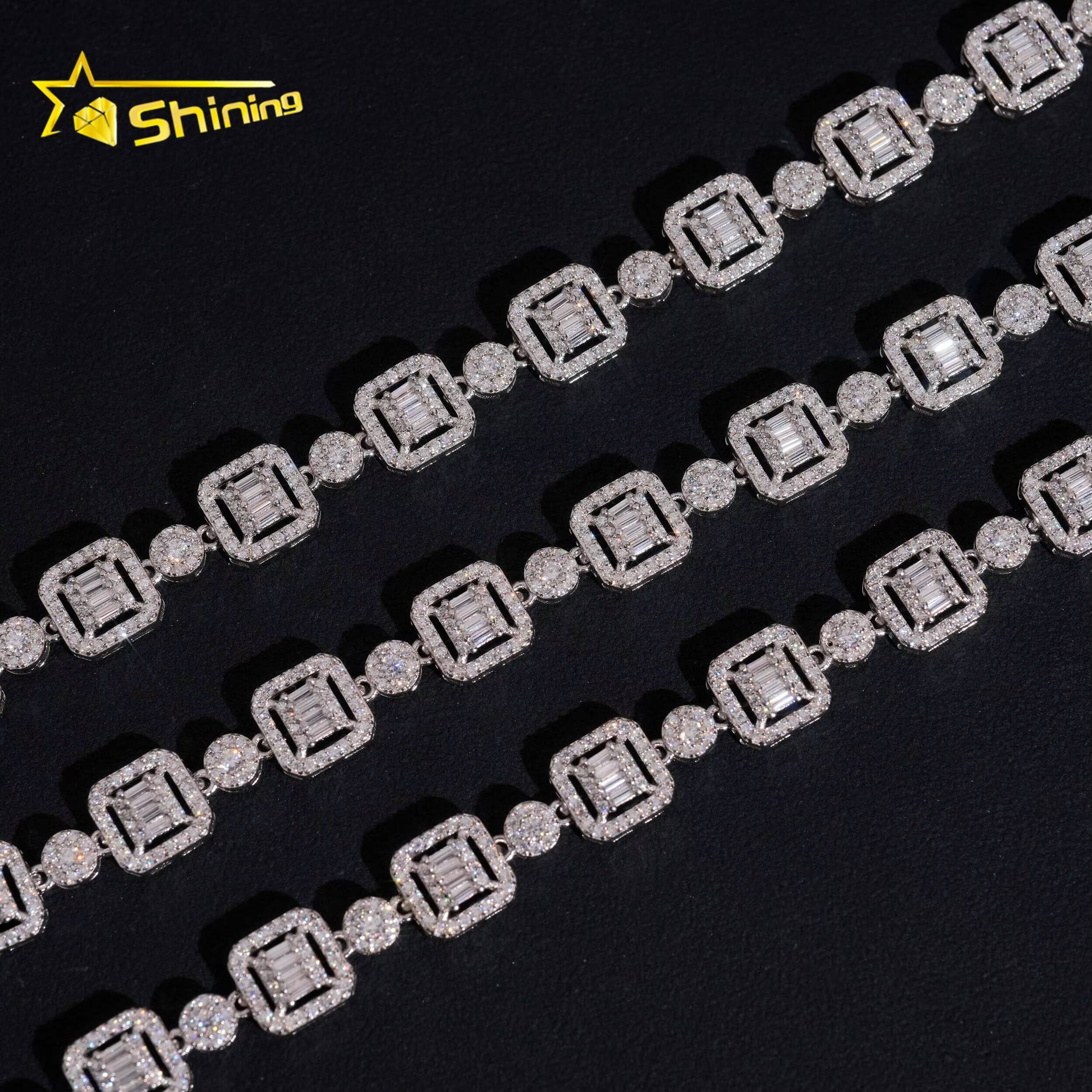 GRA Certificate High Quality Moissanite Diamond Hip Hop Jewelry 9.5mm Cuban Link Chain 925 Silver Iced Out Cuban Chain Necklace