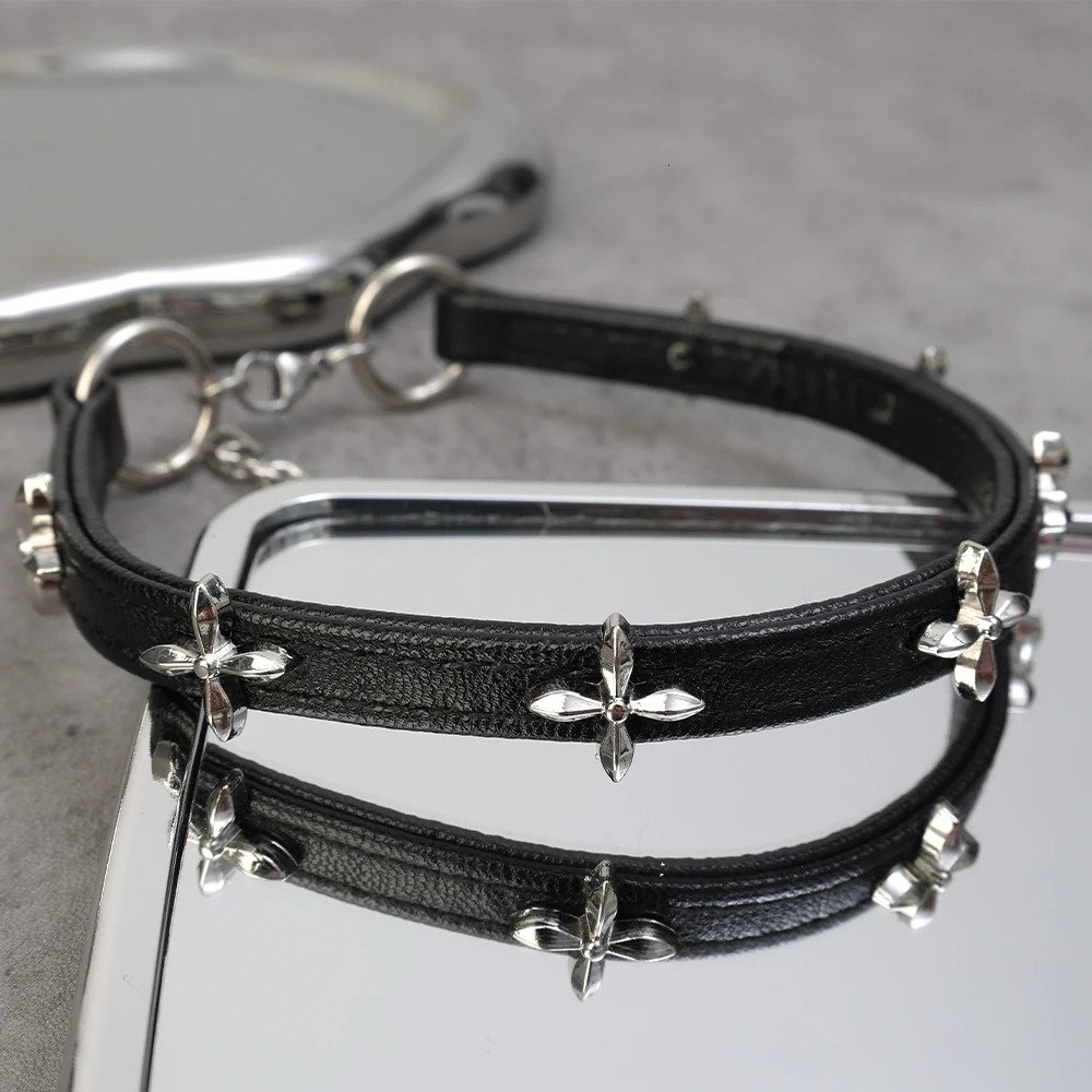 Black PU Leather Choker Necklace For Women Men Cool Punk Gothic Spike Biker Choker PU Leather Collar Studded Rock Necklace 250716