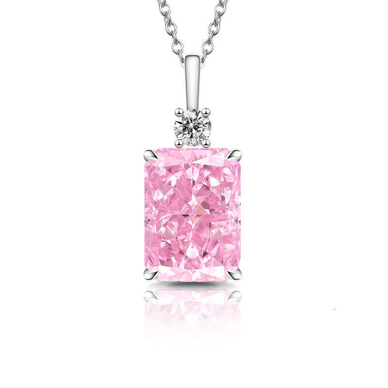 Live High Carbon Gem Square Pendant Perfume Bottle Ice Flower Cut Colorful Dia Sparkling Necklace for Women 45f