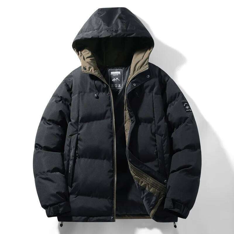 High Quality Down Jacket 2024 Winter New Fashion Shoulder Print Design Warm Cotton Trendy Brand Men's Coat