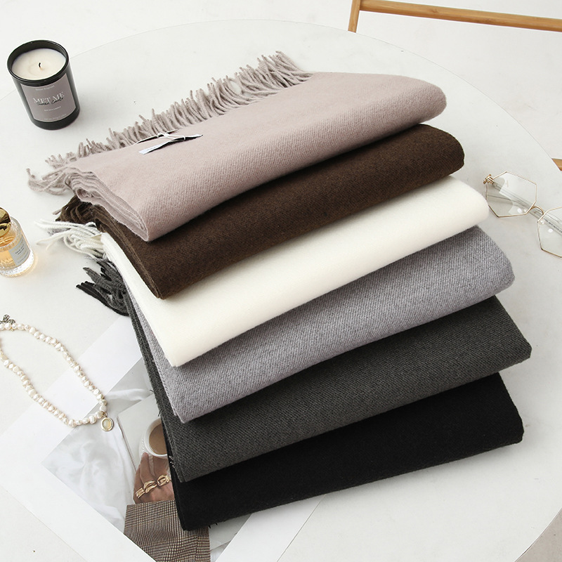 K1381 Wool Cashmere Scarf Women Autumn Winter High-grade Versatile Shawl Solid Color New Thickened Imitation Cashmere Scarf