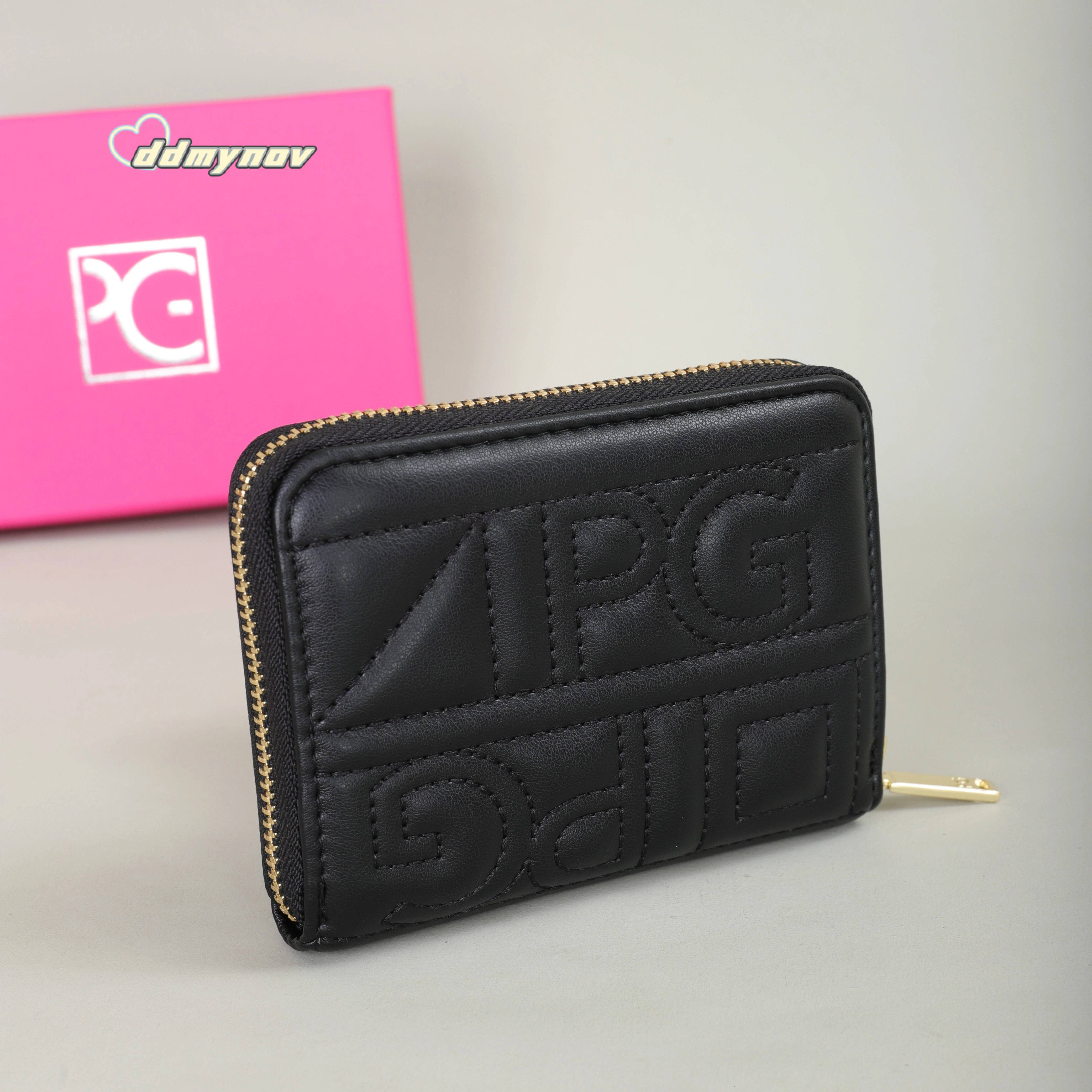 PG PATSY GARIS Fashion Classic Retro Mens and Womens Universal Letter Printed Portable Card Bag Zero Wallet ddmynov