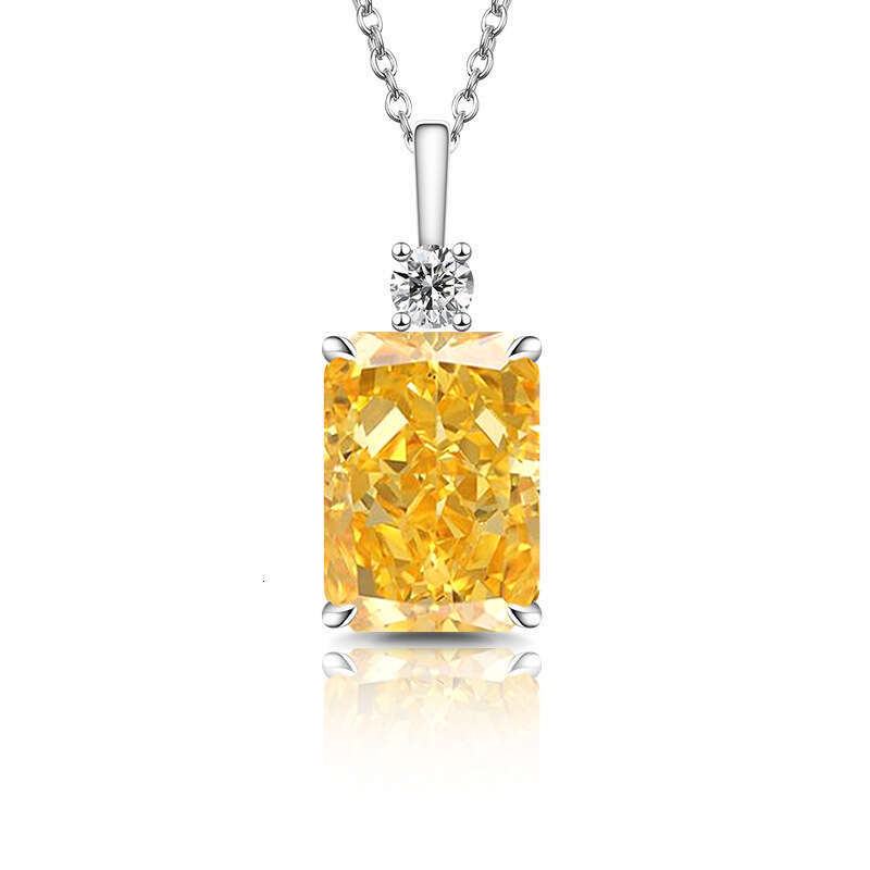 Live High Carbon Gem Square Pendant Perfume Bottle Ice Flower Cut Colorful Dia Sparkling Necklace for Women 45f