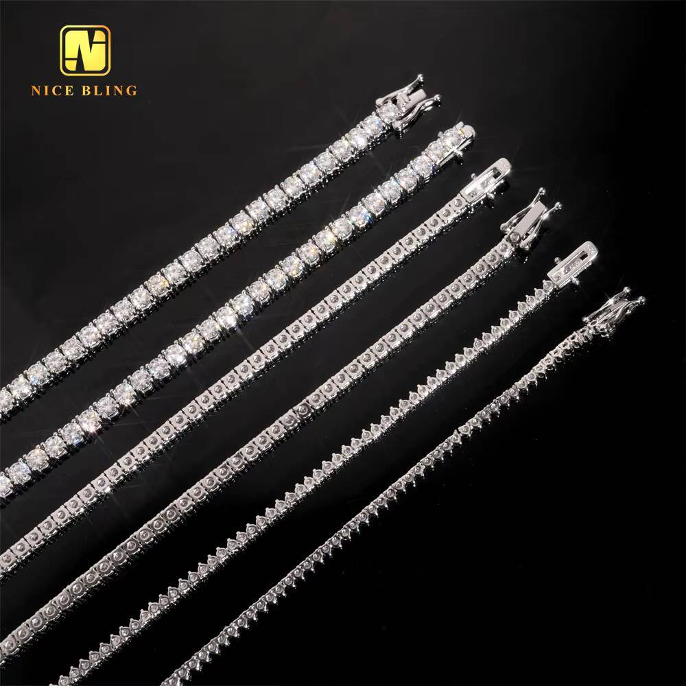 GRA Certificate 2mm 3mm 4mm VVS Moissanite Tennis Chain 925 Silver Hip Hop Jewelry Bracelet Necklace Iced Out Diamond Link Chain