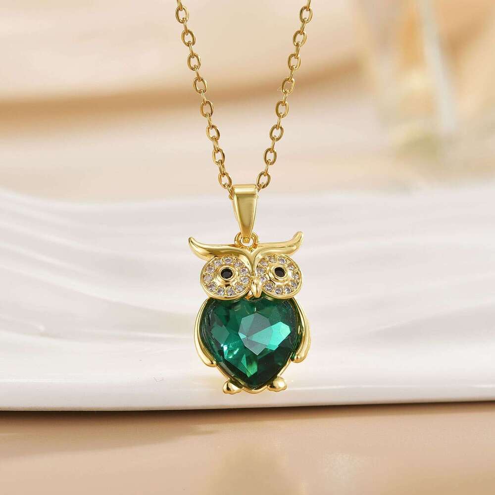 Necklace For Women Simple Creative Crystal Owl Pendant Jewelry Niche Design 8F4