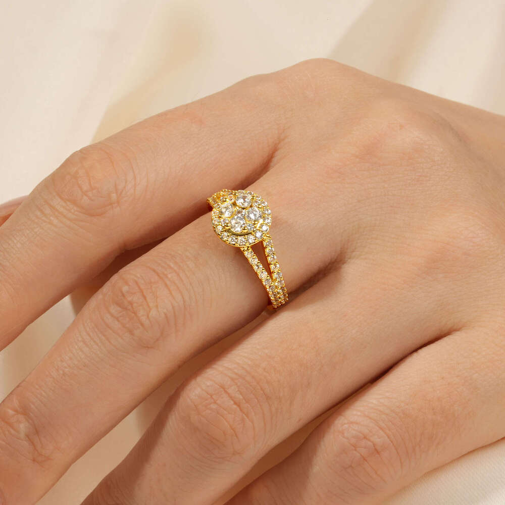 Double Arm Full Diamond Star Personality Internet Celebrity High-End Ins Style Zircon Ring For Women Live Streaming A0b