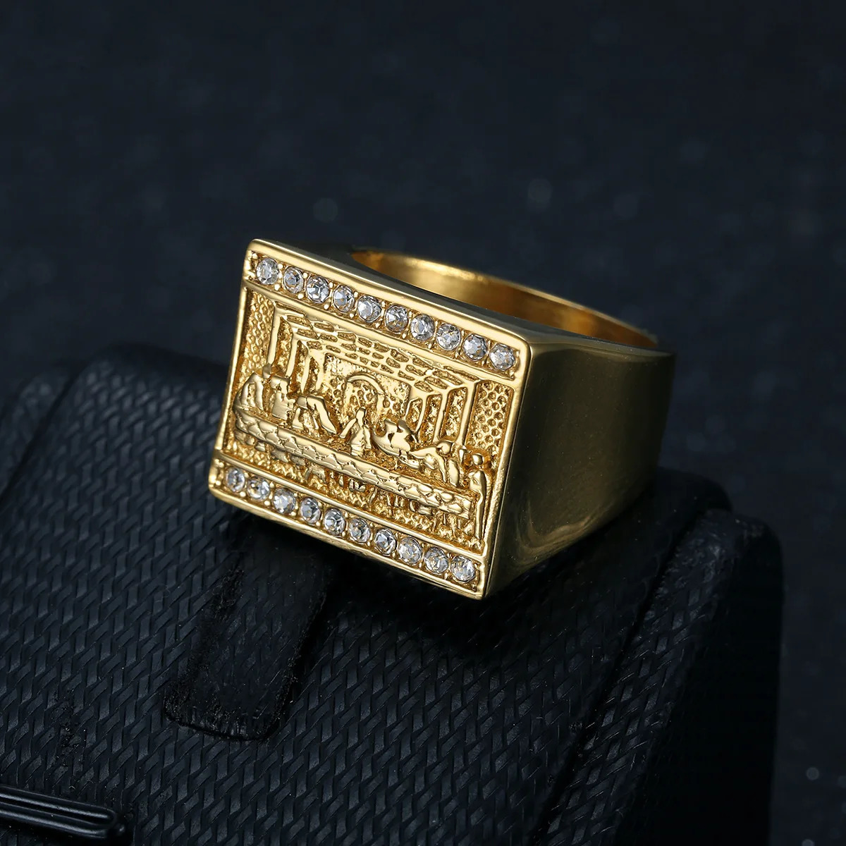No Rusted High Quality Stainless Steel Hip Hop Waterproof Ring for Men the Last Supper Jesus Judah Dinner Punk Rings Jewelry 250716