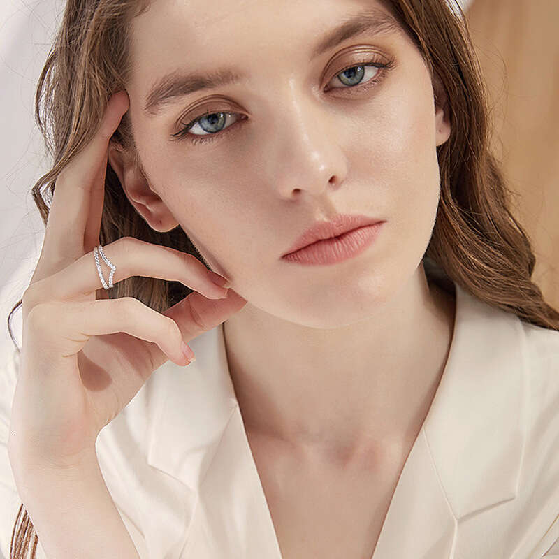 Trendy Hot-Selling Fashion Ins Moissanite S Pure Silver Gold-Plated Qixi Festival Stackable Ring Gift For Girlfriend Ba2