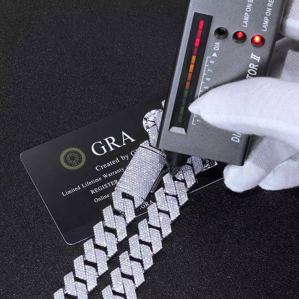 15MM Iced Out Cuban Chain Necklace Men Hip Hop Jewelry Shiny VVS Moissanite Diamond 925 Sterling Silver Cuban Link Chain