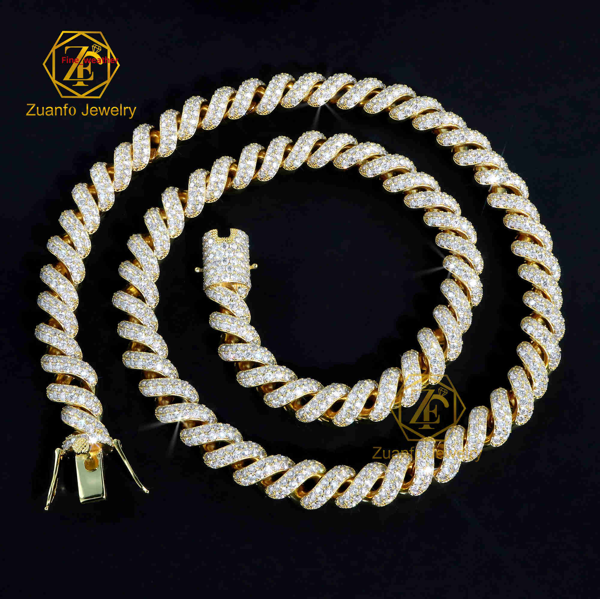 12mm 28inches Necklace 925 Sterling Silver Pass Diamond Tester Moissanite Hip Hop Cuban Link Chain