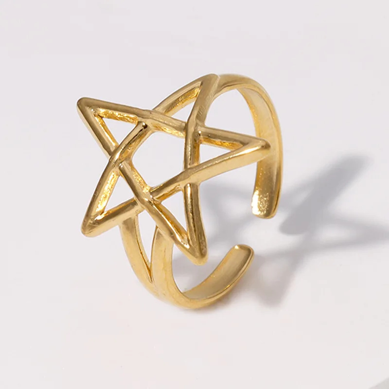 20pcs/lot Vintage Stainless Steel Gold Silver Color Star Open Adjustable Ring for Women Men Fashion Jewelry Gift Wholesale 250716