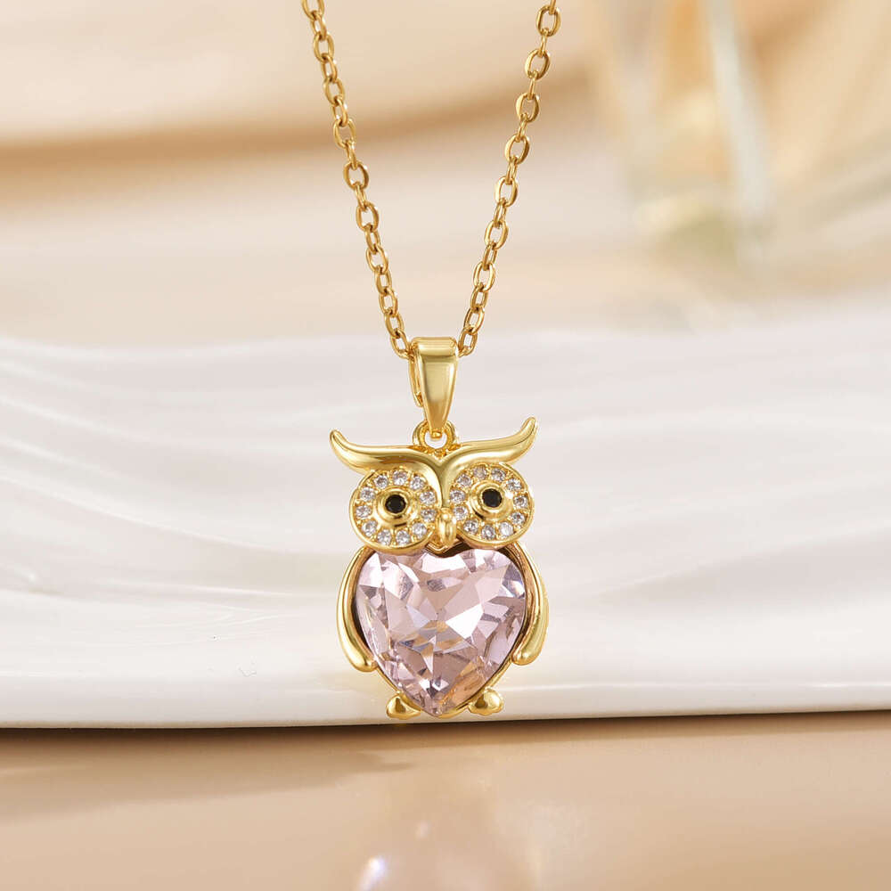 Necklace For Women Simple Creative Crystal Owl Pendant Jewelry Niche Design 8F4