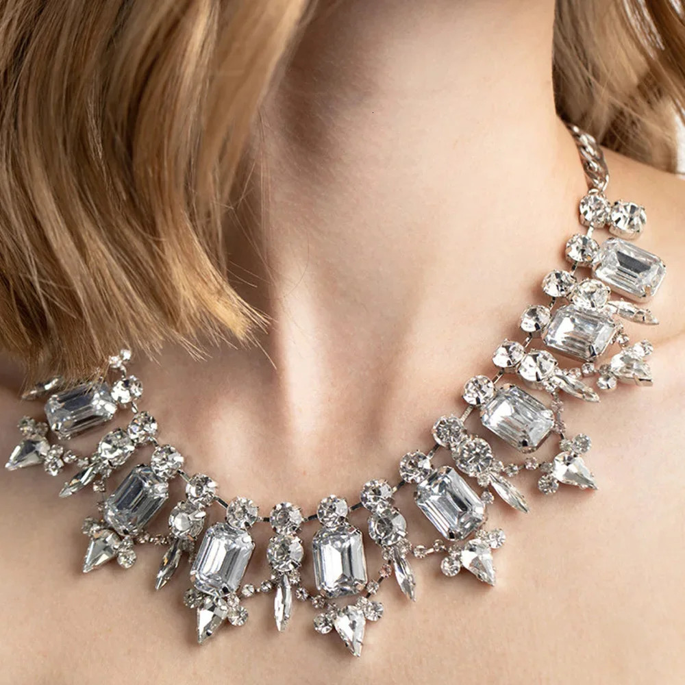 Stonefans Exaggerated Rhinestone Choker Necklace Jewelry for Women Statement Chain Large Crystal Collar Necklace Christmas Gift 250716