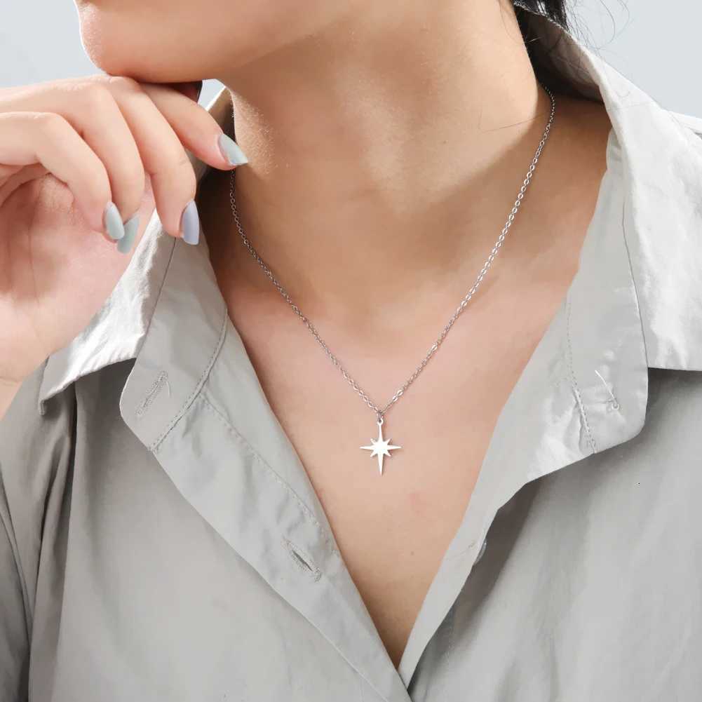 Lemegeton Simple North Star Pendant Necklace Fashion Womens Necklace Stainless Steel Starlight Choker Jewelry Lover Party Gift XJ250717