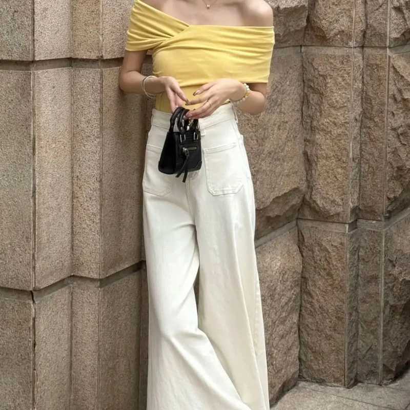 Women Jeans High Waist Wide Leg Denim Pants for Women Korean Fashion Cheap Medium Wash Unique Clothes Fitted Vintage Trousers R250716