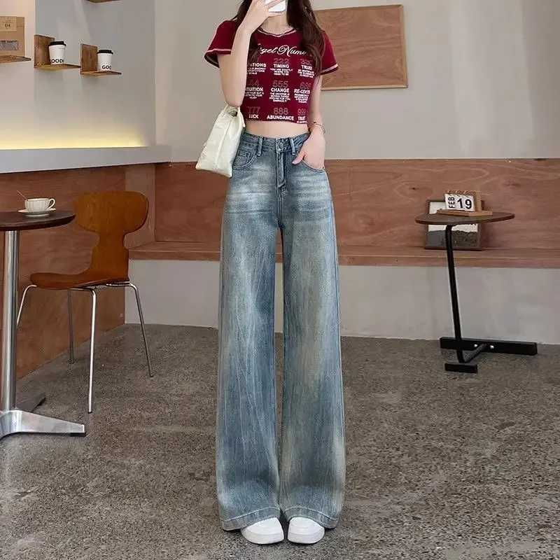 Wide Leg Denim Pants for Women Straight Woman Jeans Unique Luxury Designer Grunge Y2k Original Baggy 2000s Vibrant 90s Trousers R250716