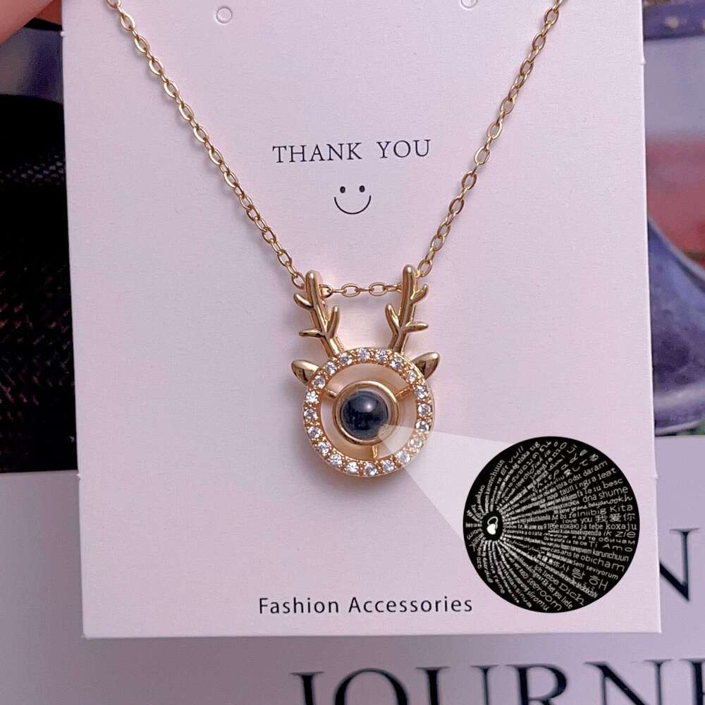 Projection Of 100 Languages I Love You Necklace For Women, Light , Niche, High-End Feel, Versatile Accessory 894