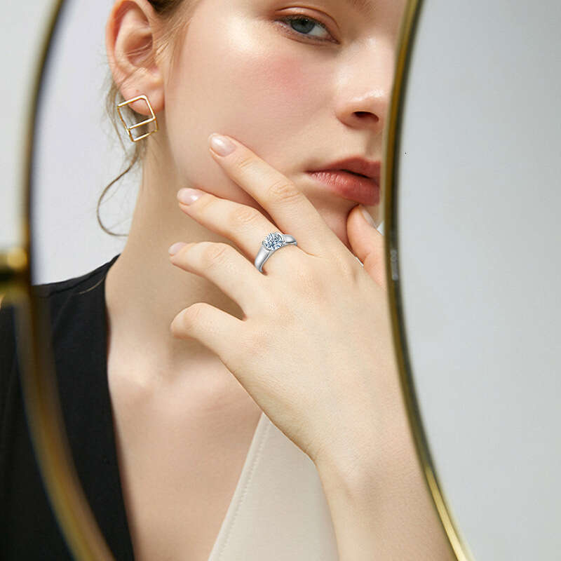 Minimalist Elegant Women's 2 fashion D Color Moissanite S Silver Gold Plated Ring B70