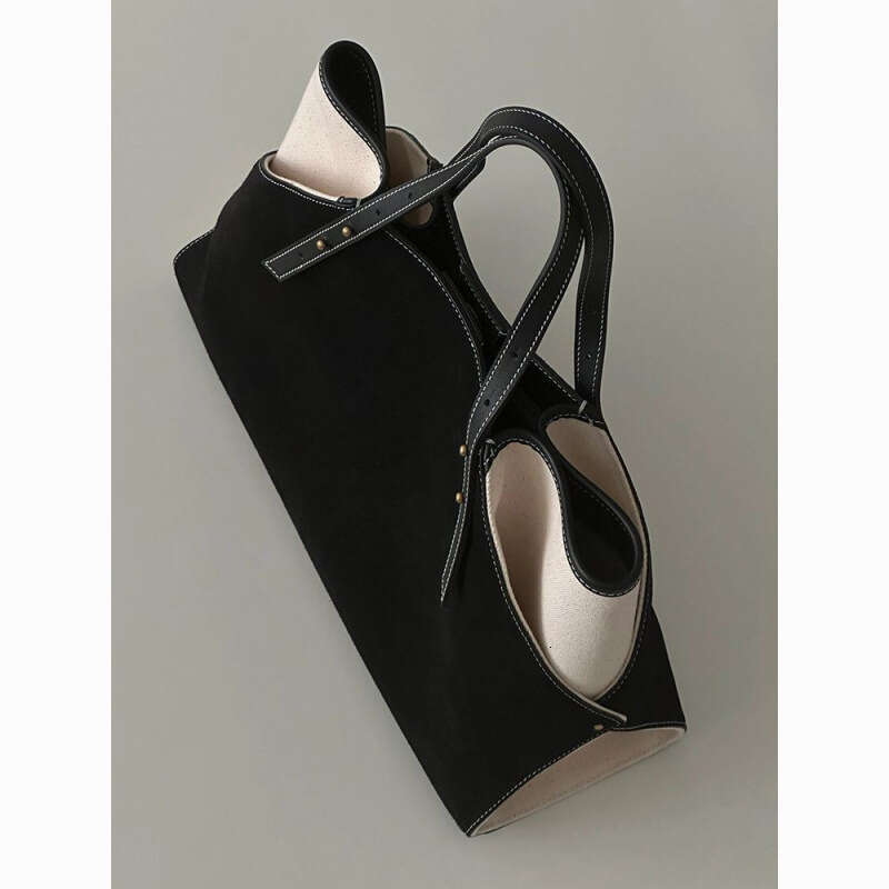2025 New Large Capacity High-end Color-blocking Black Canvas Tote for Women Handbag Shoulder Commuter Bag