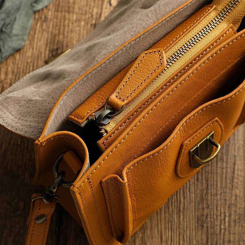 Top Layer Vegetable Tanned Cow Messenger Bags Soft Leather Casual All-In-One Mobile Phone Shoulder Bag