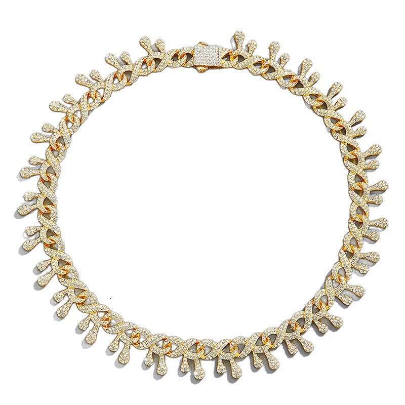 High-end Full Dia Cuban Chain Hip-hop Irregular Alloy Men and Women Trendy Necklace