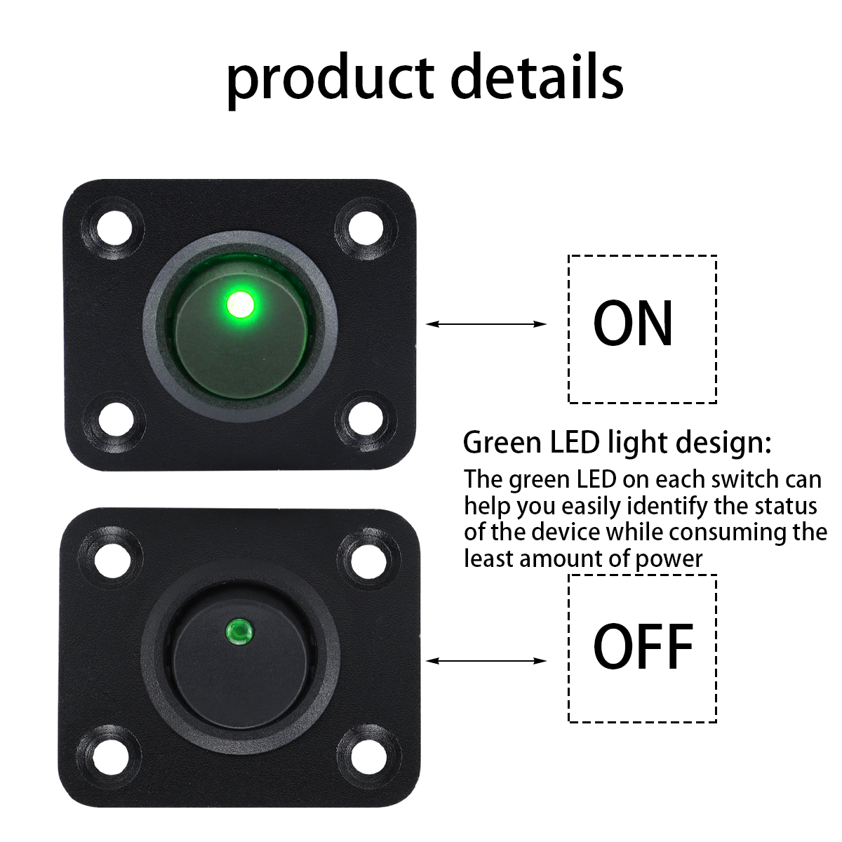 Aluminum Circular Joystick Switch Panel - 3-Pin Toggle Green LED, 12V/20A, Fits Cars & Trucks
