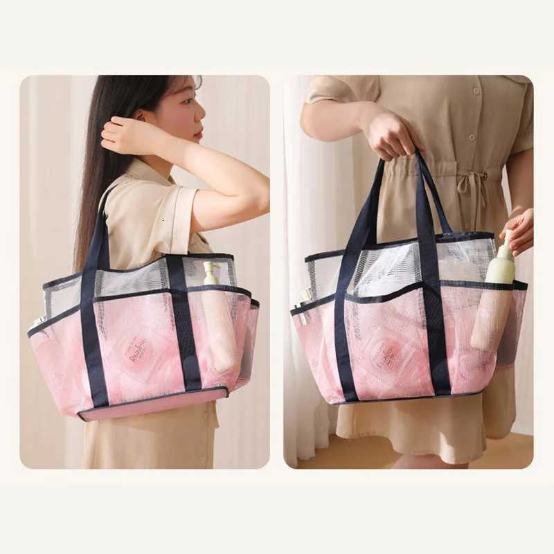 Multi Pocket Mesh Beach Bag Fitness Sports Storage Bag Seaside Swimsuit Bag Large Capacity Tote Bag Portable Toiletry Organizer Z250717