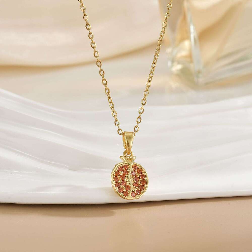 Jewelry Necklace Wine Red Garnet Pendant Women Versatile Korean Fashion Personality Choker 172