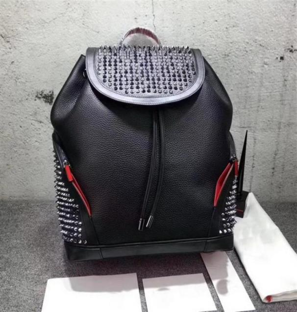 women men school bags Genuine leather brands Backpack top designer lamb skin spike bag with crystal spins black color p9322719
