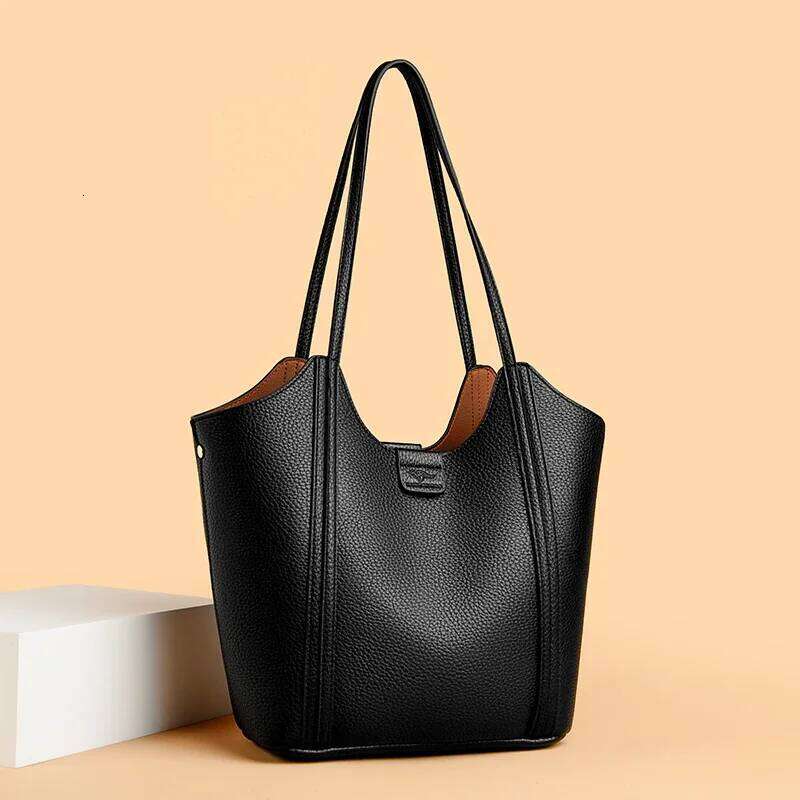 Elegant Women's Handbag Quality Leather Top-Handle Ladies Solid Color Shoulder Crossbody Bag Casual Tote Purse Messenger Sac
