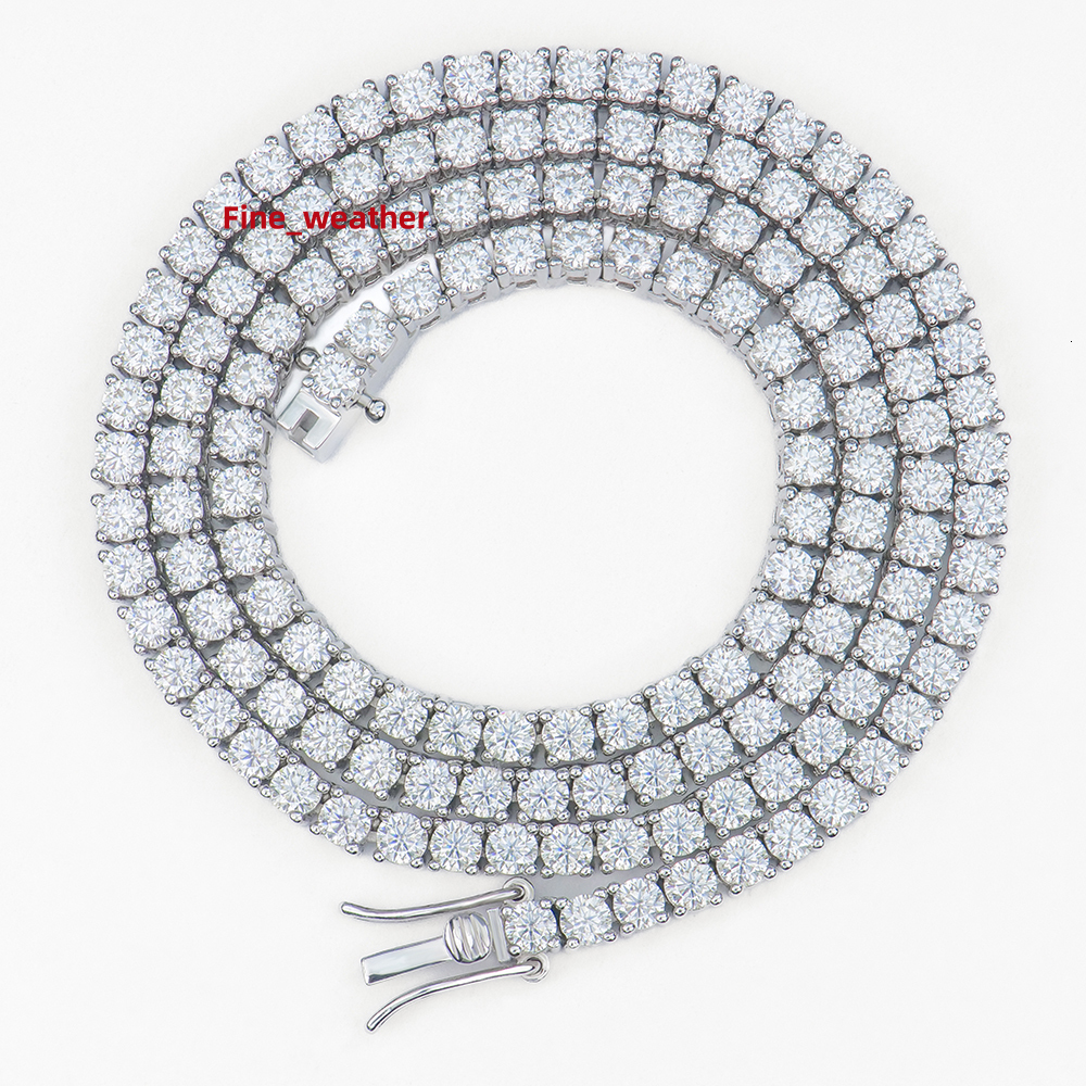 XINGYUEGEMS Wholesale 3mm 20inches Hiphop Iced Out 925 Sterling Silver VVS Lab Grown Moissanite Diamond Tennis Chain Necklace