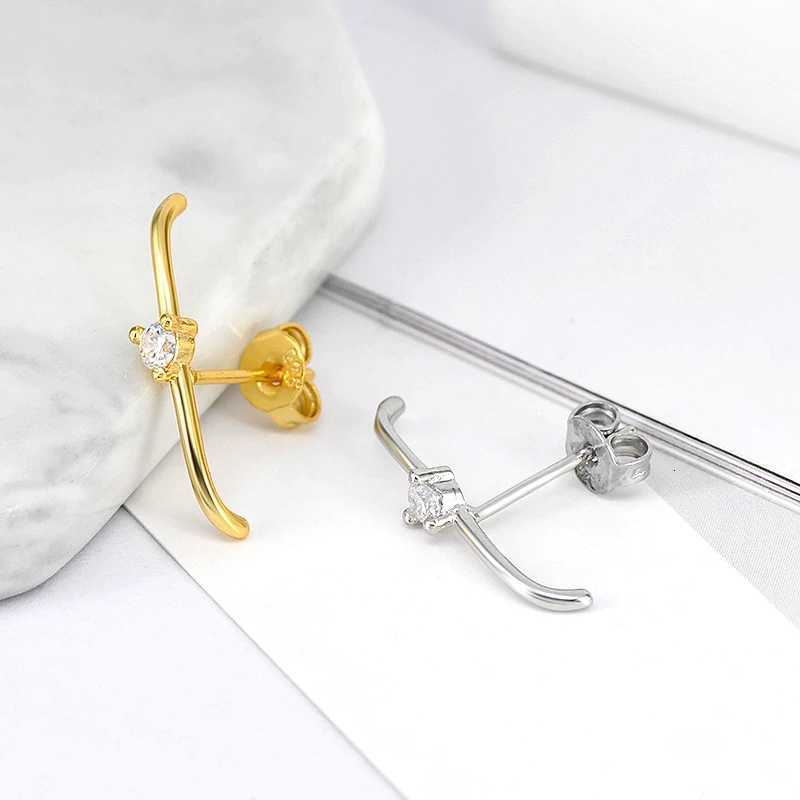 925 Sterling Silver Needle Minimalist Crystal Stud Earrings for Women Piercing Earring Party Luxury Jewelry Fine Accessories y250715