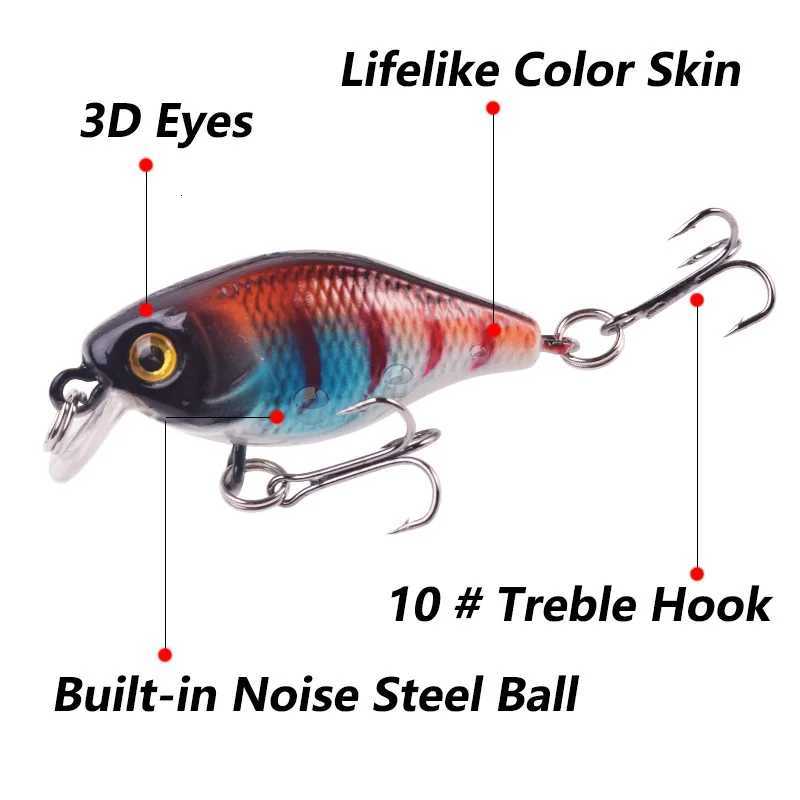1Pcs Crankbait Minnow Fishing Lure 45mm 4g Wobblers Artificial Hard Bait Floating Sea Bass Lure Plastic Fish Fishing Tackle Z250717