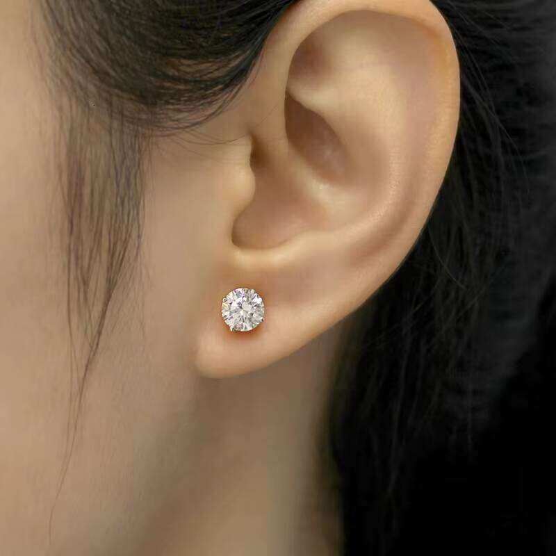 Fashion Stud 10K Solid White Gold GRA Certificate Round Cut Best Selling Moissanite Earrings