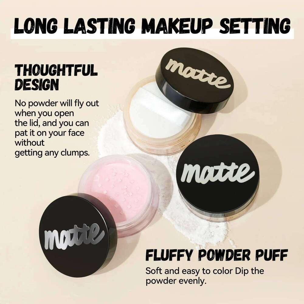 4 Colors Loose Waterproof Oil-Control Matte White Finish Compact Setting Powder Long-Lasting Transparent Pink Face Makeup X250717