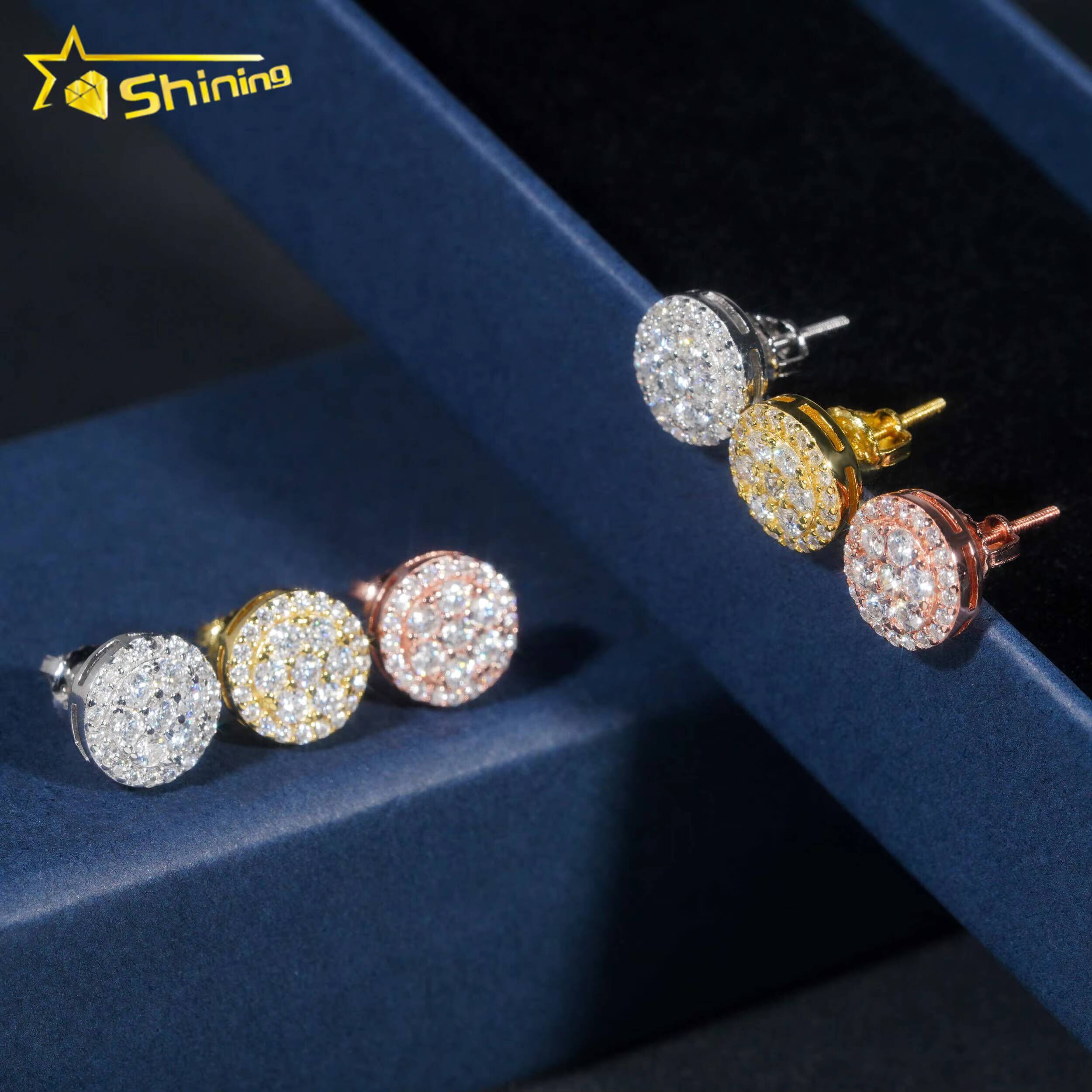 Gra Certificate Pass Diamond Tester Iced Out Hip Hop Jewelry Popular 925 Sterling Silver VVS Moissanite Stud Earrings