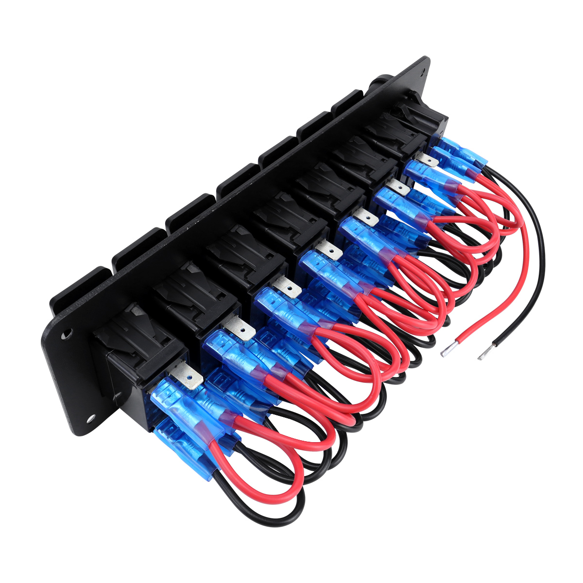 Waterproof Green Rocker Switch Panel with Built-in VoltaMeter & Dual USB Chargers - Compatible with Car Truck Boat RV (DC 12/24V)