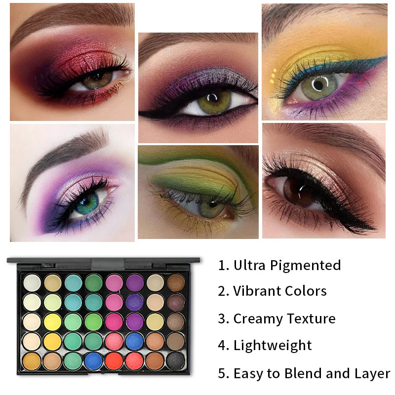 40 Colors Glitter Eyeshadow Palette Matte Waterproof Long Lasting Pressed Powder Cosmetics Kit Fashion Women Eye Makeup palette 250712