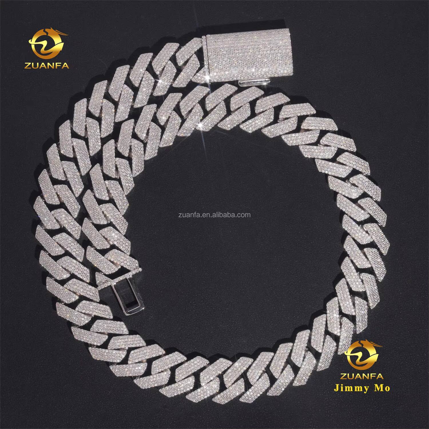 Customized Rapper High End Heavy 925 Solid Silver 20mm Big Guy 4Rows Iced Out Hip Hop VVS1 Moissanite Diamond Miami Cuban Link