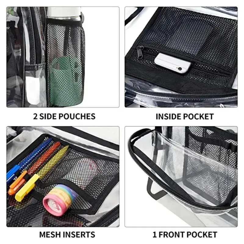 Transparent PVC Backpacks Outdoor Sport Large Capacity Bag Easy To Clean 250714