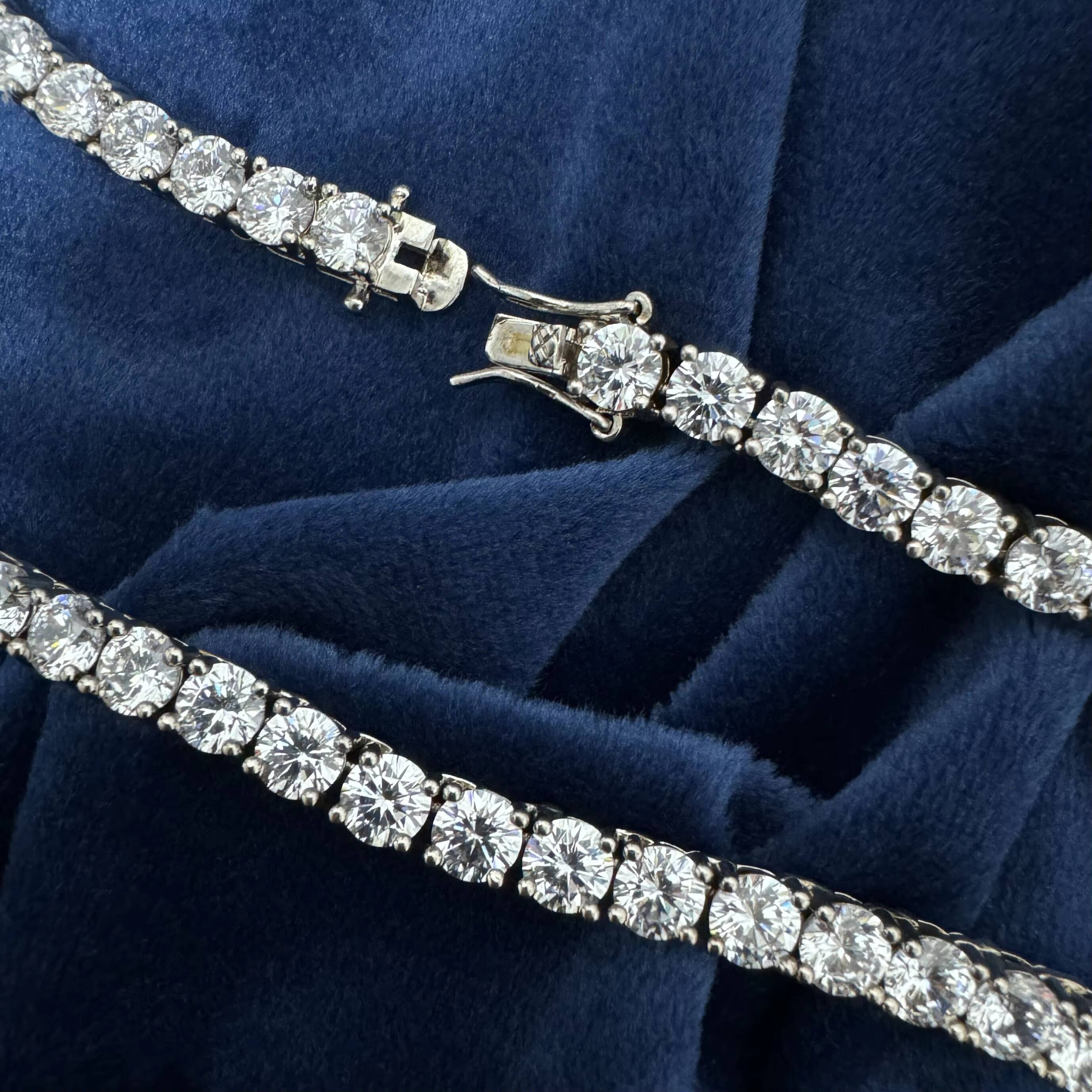 Wholesale Stock Tennis Chain Vvs Moissanite Necklaces 925 Sterling Silver 20inches VVS 5mm Moissanite Tennis Chain